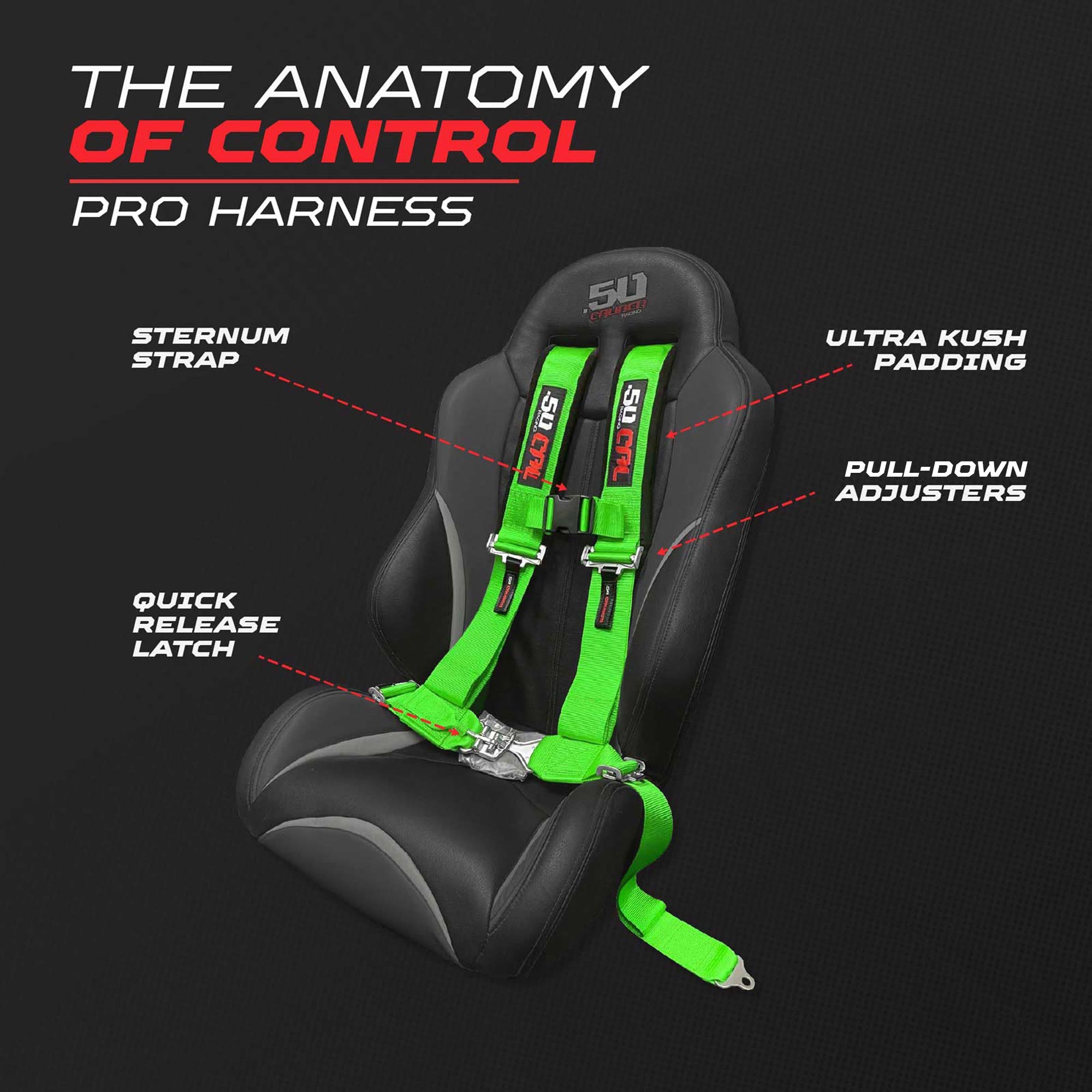 2" 4 Point Racing Harness – Pro Series Race Latch | 50 Caliber Racing