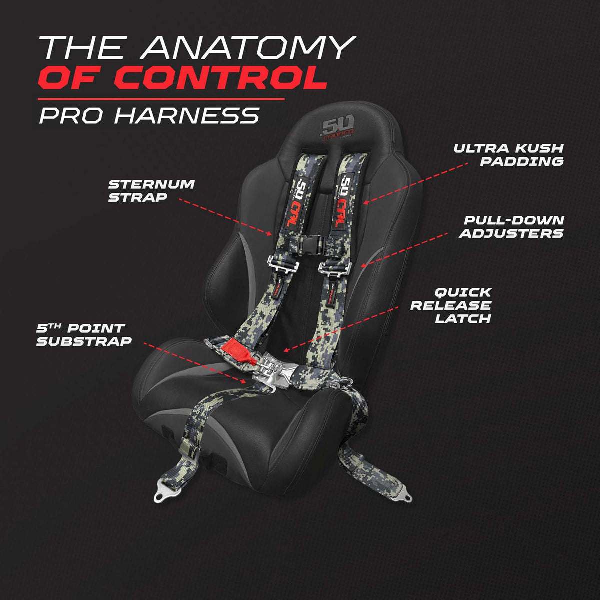 3" 5 Point Racing Harness – Pro Series Race Latch | 50 Caliber Racing