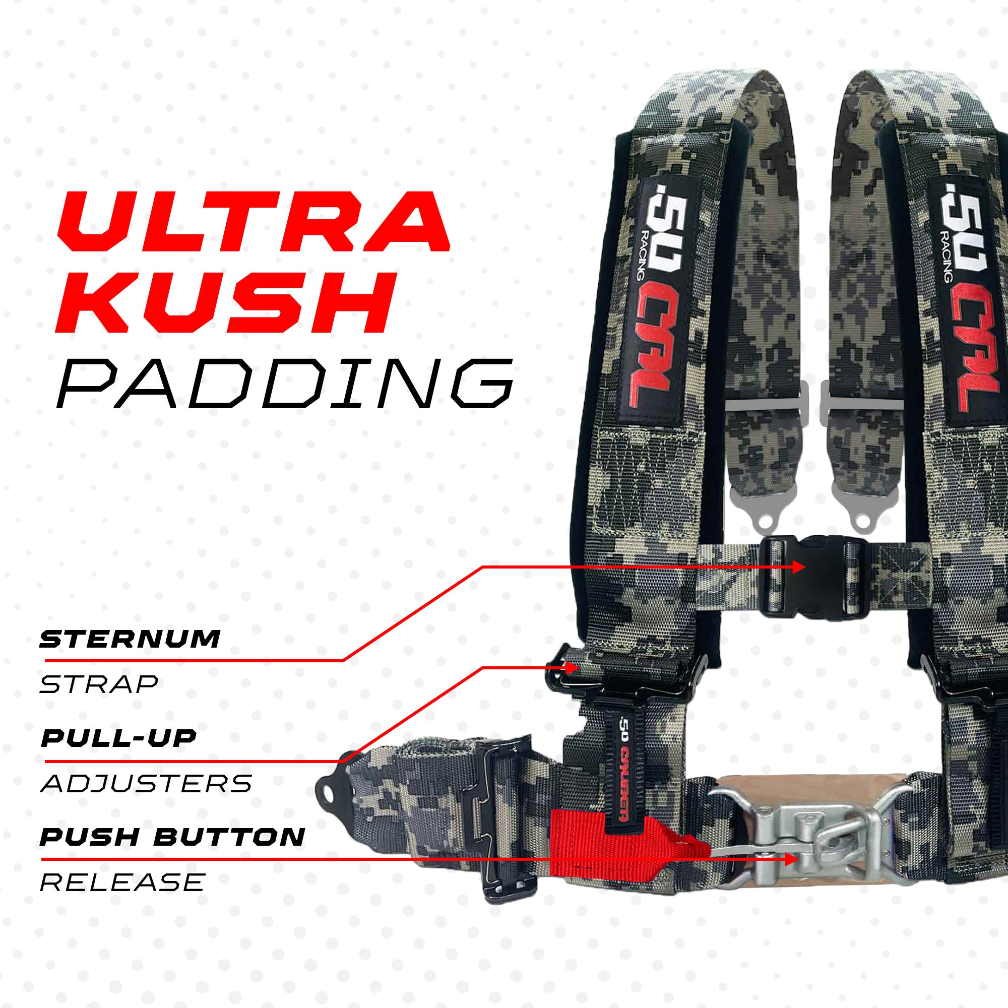 2" 4 Point Racing Harness – Pro Series Race Latch | 50 Caliber Racing