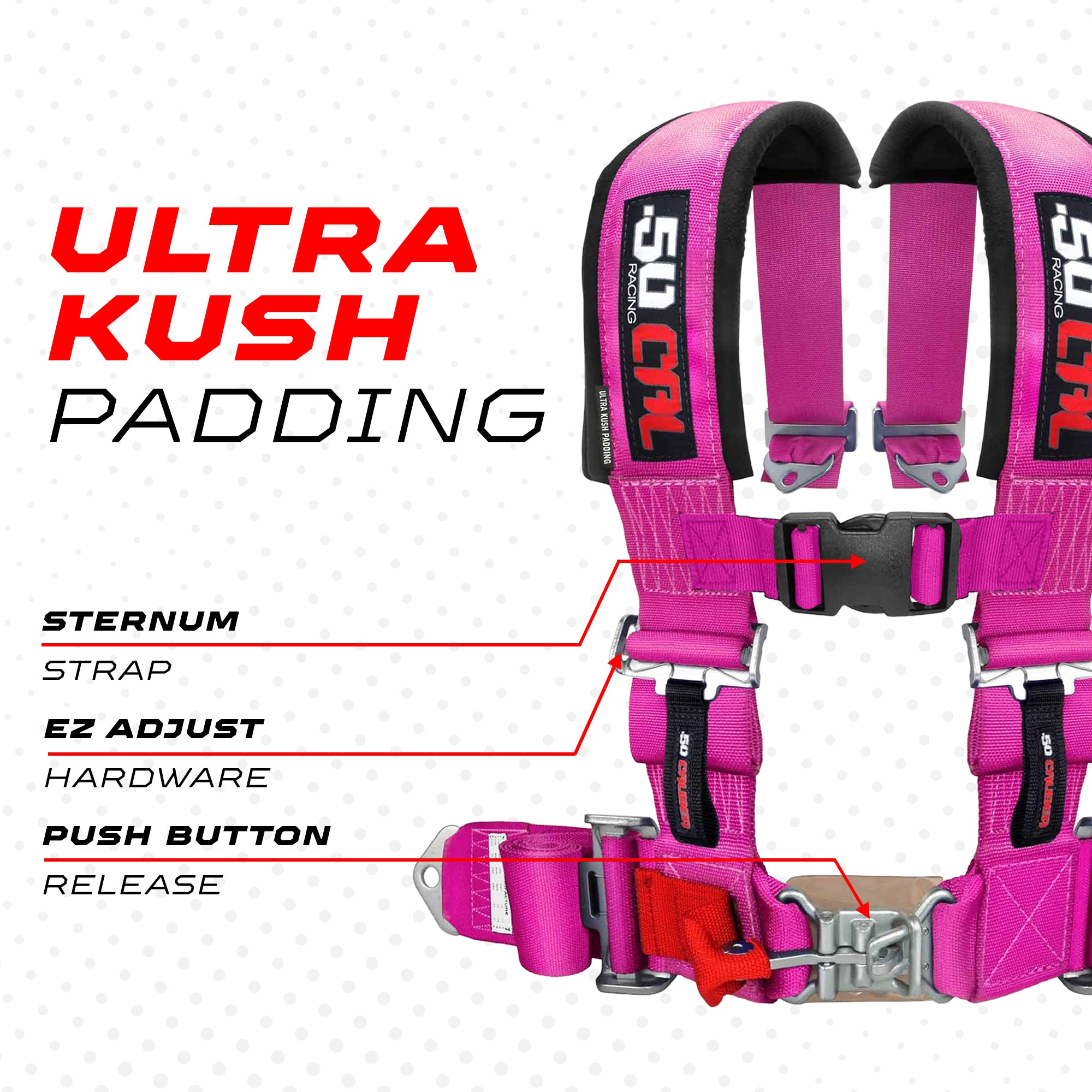 2" 4 Point Racing Harness – Pro Series Race Latch | 50 Caliber Racing