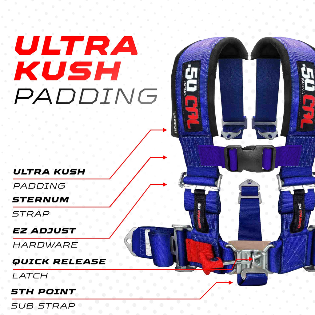 2" 5 Point Racing Harness – Pro Series Race Latch | 50 Caliber Racing