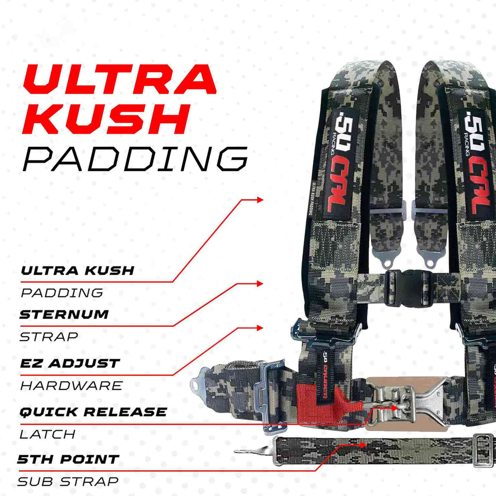 2" 5 Point Racing Harness – Pro Series Race Latch | 50 Caliber Racing