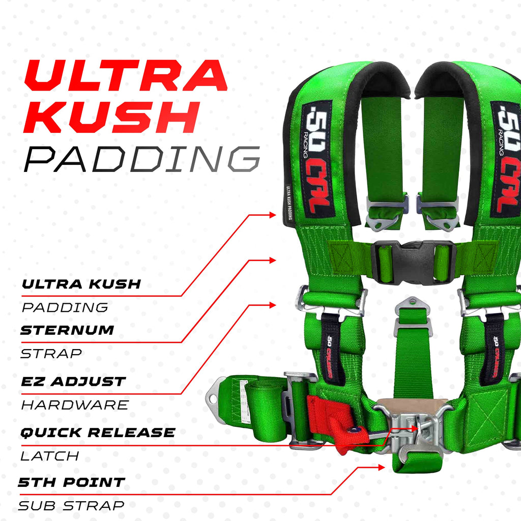 2" 5 Point Racing Harness – Pro Series Race Latch | 50 Caliber Racing
