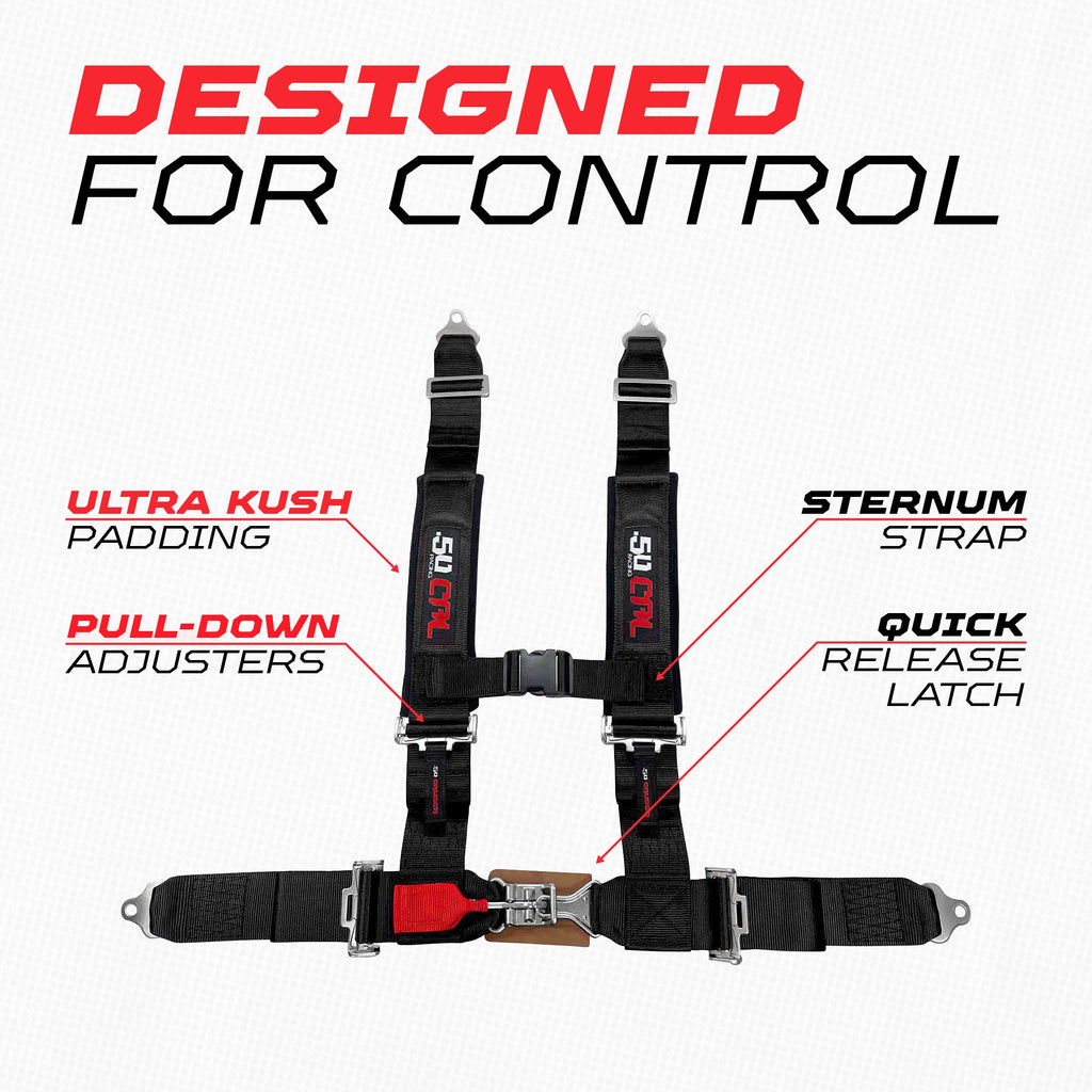 2" 4 Point Racing Harness – Pro Series Race Latch | 50 Caliber Racing