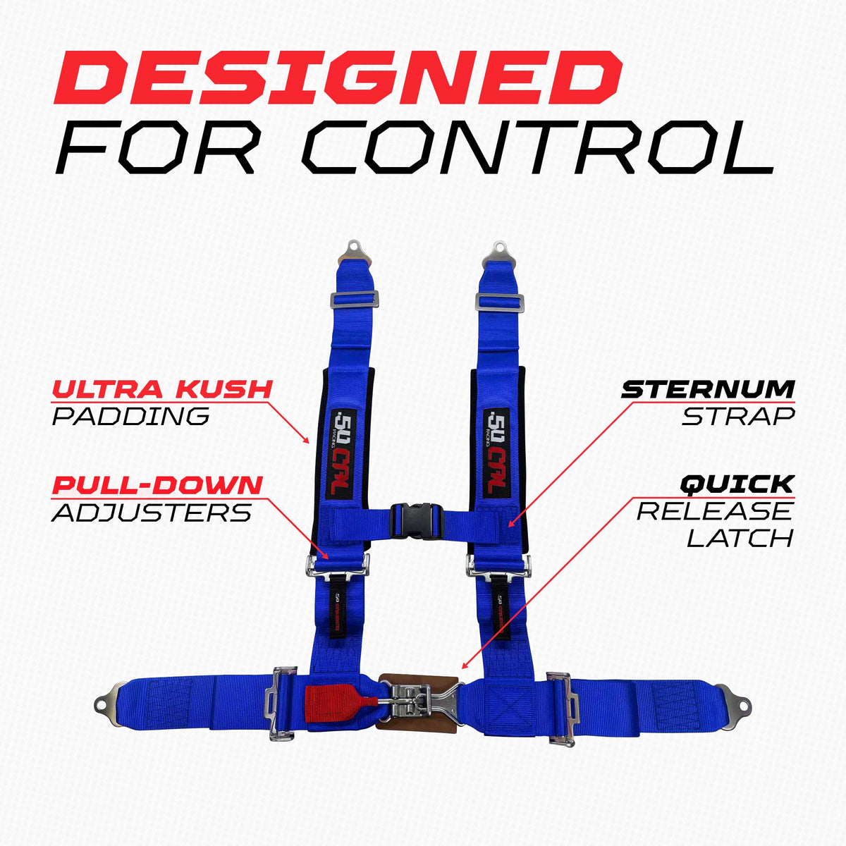 2" 4 Point Racing Harness – Pro Series Race Latch | 50 Caliber Racing