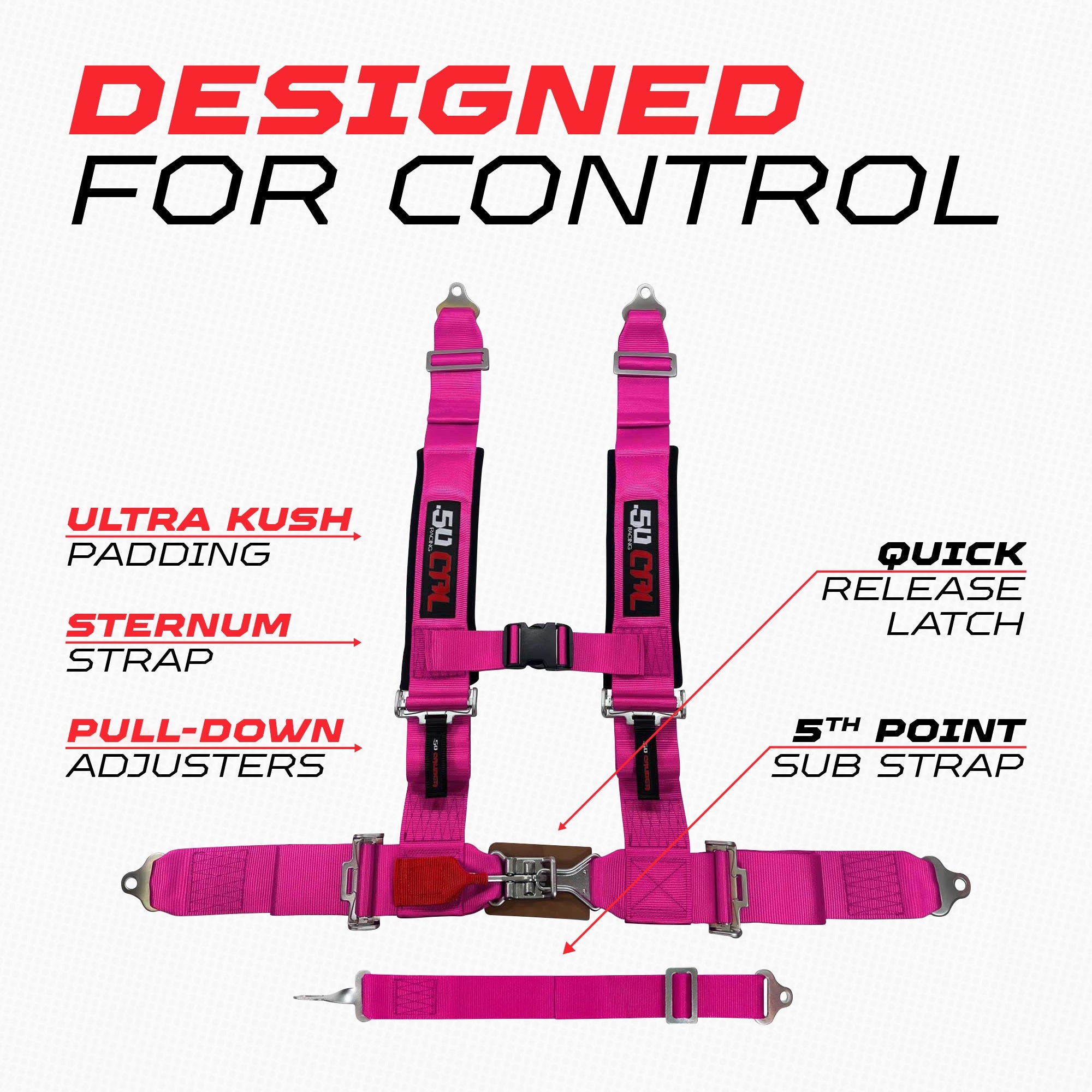 3" 5 Point Racing Harness – Pro Series Race Latch | 50 Caliber Racing